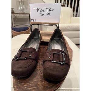 Marc Fisher Brown Suede Loafers Buckle Slip On Women’s Size 7